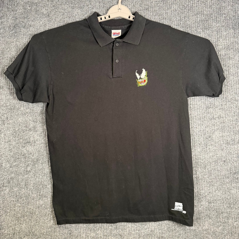 Vintage 1993 Marvel Venom Polo Shirt XL Anvil USA Single Stitch Embroidered